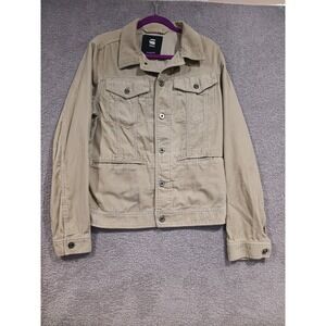 G-STAR RAW Corduroy Trucker Jacket Men's L Khaki Tan Full Zip Casual Workwear